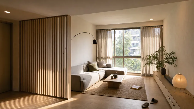 AI interior render in a Japandi theme