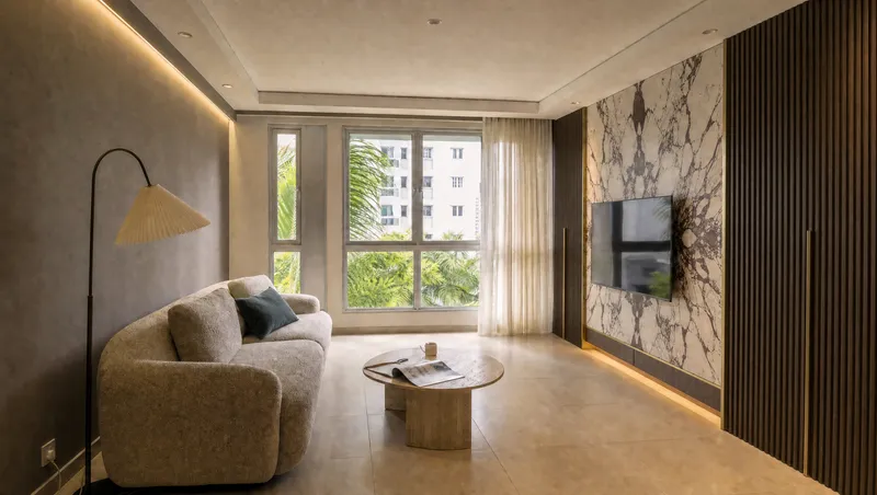 AI interior render in a Modern Luxe theme