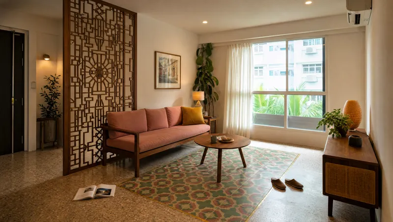 AI interior render in a Peranakan theme
