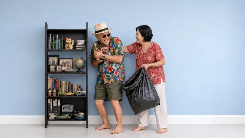 AI key visual: a lived-in room with an open bookcase